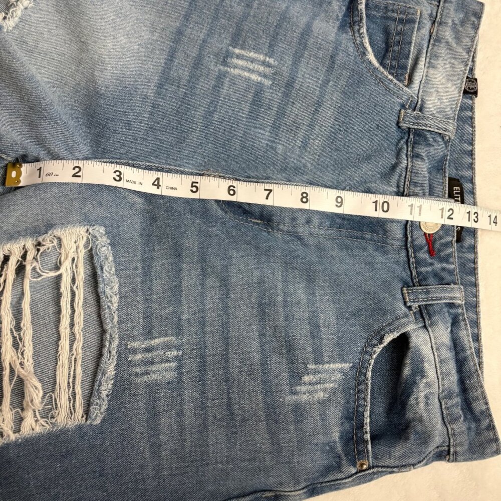 Distressed Blue High-Waisted Mom Jeans By Elite Jeans Size 7/28 - Picture 8 of 11